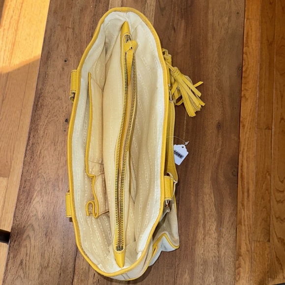 Authentic Celine Linen Boogie Bag with Yellow Trim & Accents - Picture 9 of 15